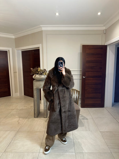 LONG BROWN FUR COAT