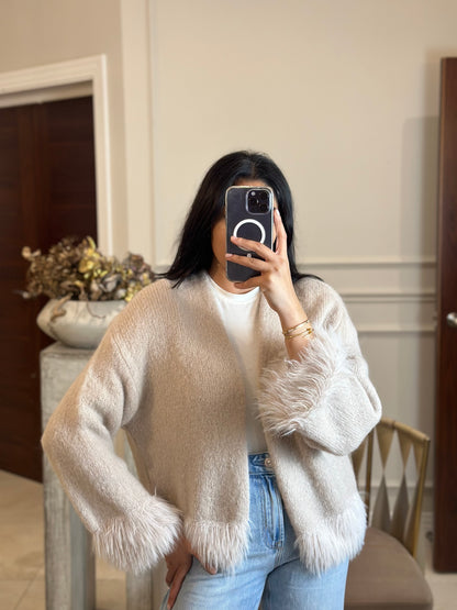 FUR CARDI BEIGE