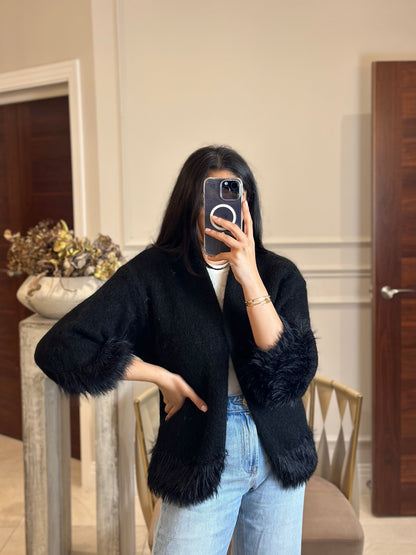 FUR CARDI BLACK