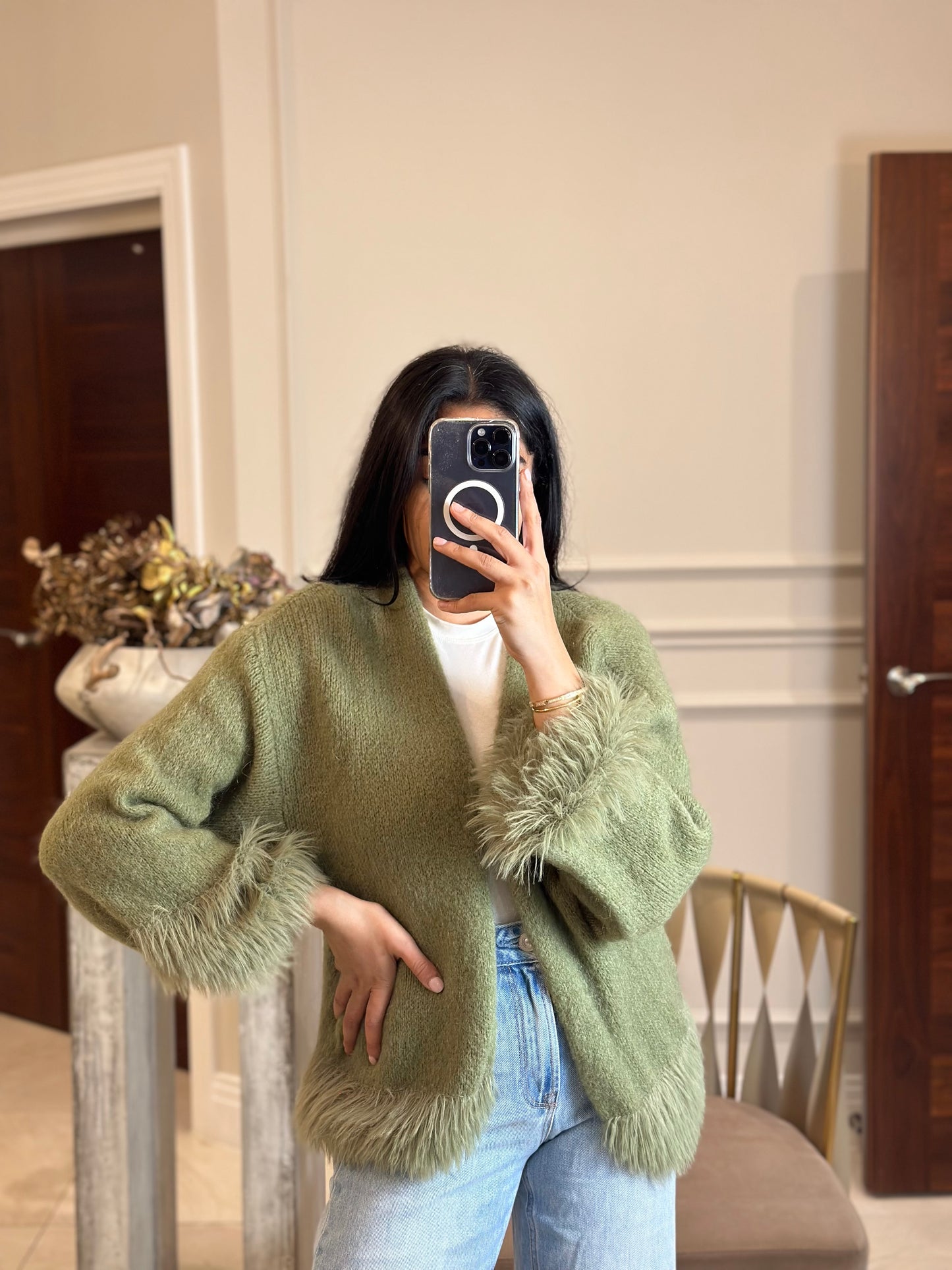 FUR CARDI GREEN