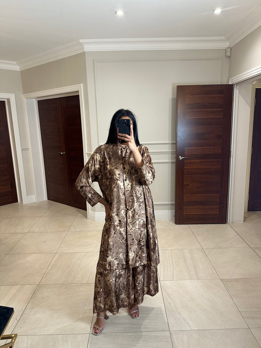 PRINTED CO-ORD BROWN
