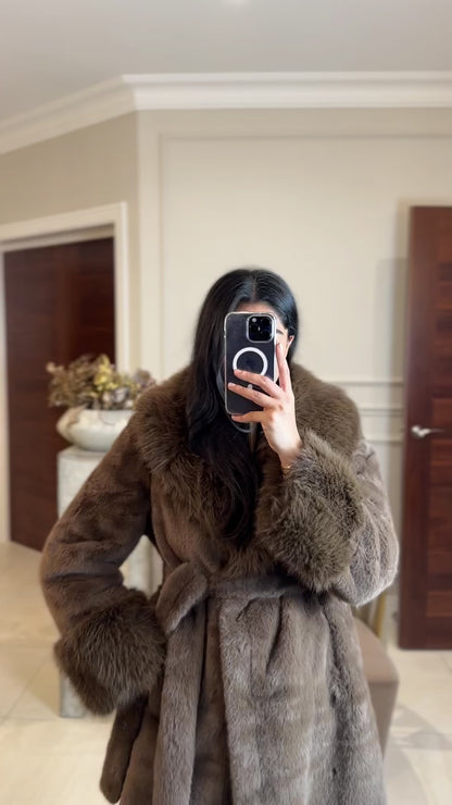 LONG BROWN FUR COAT