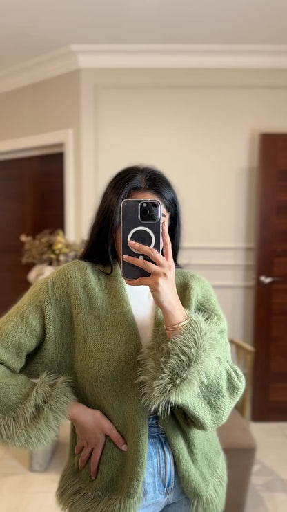 FUR CARDI GREEN